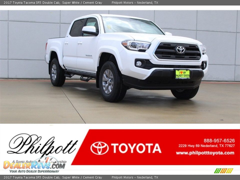 2017 Toyota Tacoma SR5 Double Cab Super White / Cement Gray Photo #1