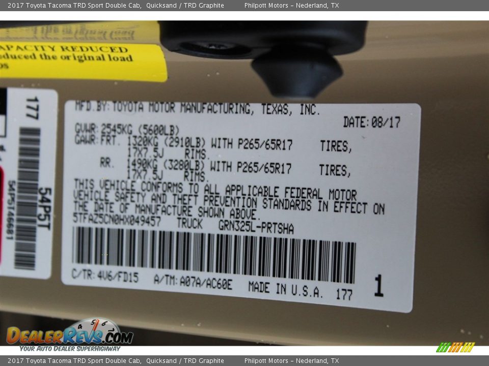 2017 Toyota Tacoma TRD Sport Double Cab Quicksand / TRD Graphite Photo #26