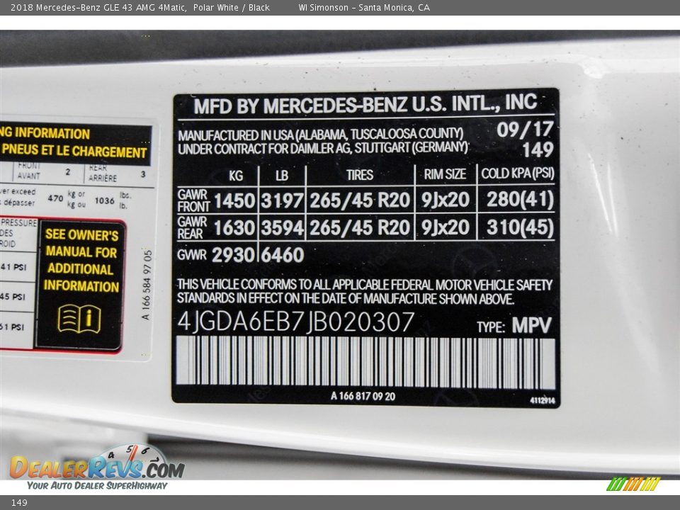 Mercedes-Benz Color Code 149 Polar White