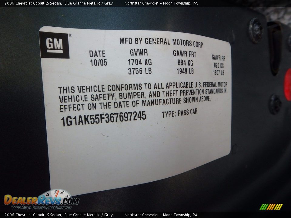 2006 Chevrolet Cobalt LS Sedan Blue Granite Metallic / Gray Photo #14