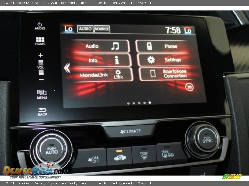 2017 Honda Civic Si Sedan Crystal Black Pearl / Black Photo #16