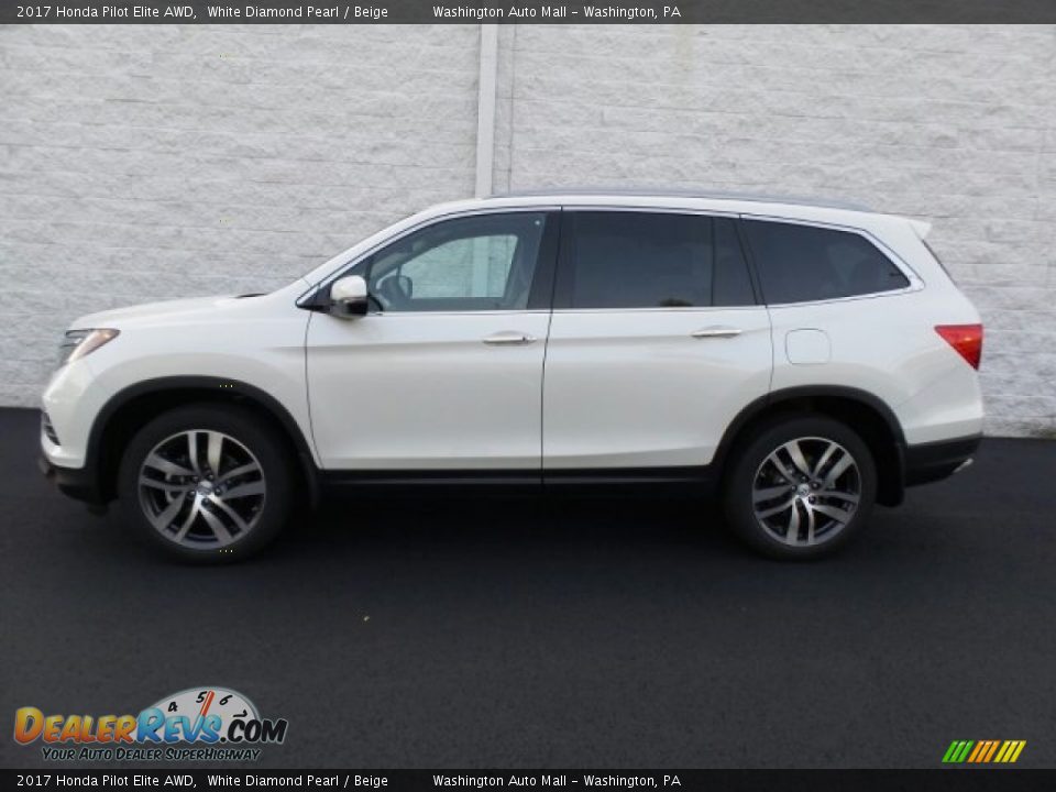 2017 Honda Pilot Elite AWD White Diamond Pearl / Beige Photo #6