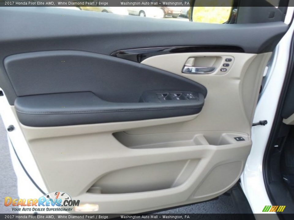 2017 Honda Pilot Elite AWD White Diamond Pearl / Beige Photo #16