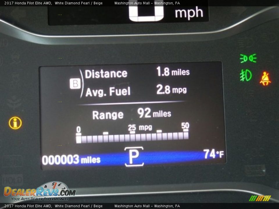 2017 Honda Pilot Elite AWD White Diamond Pearl / Beige Photo #19