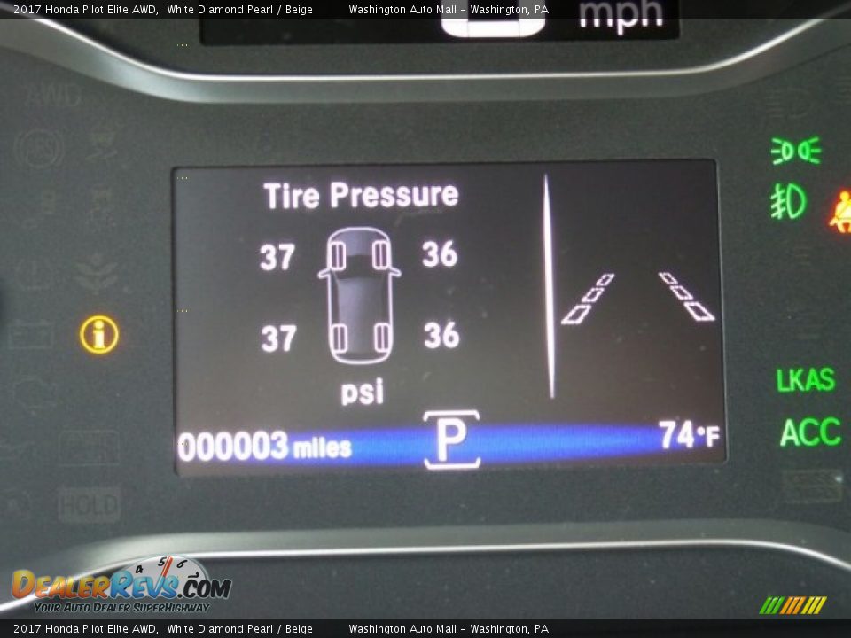 2017 Honda Pilot Elite AWD White Diamond Pearl / Beige Photo #21