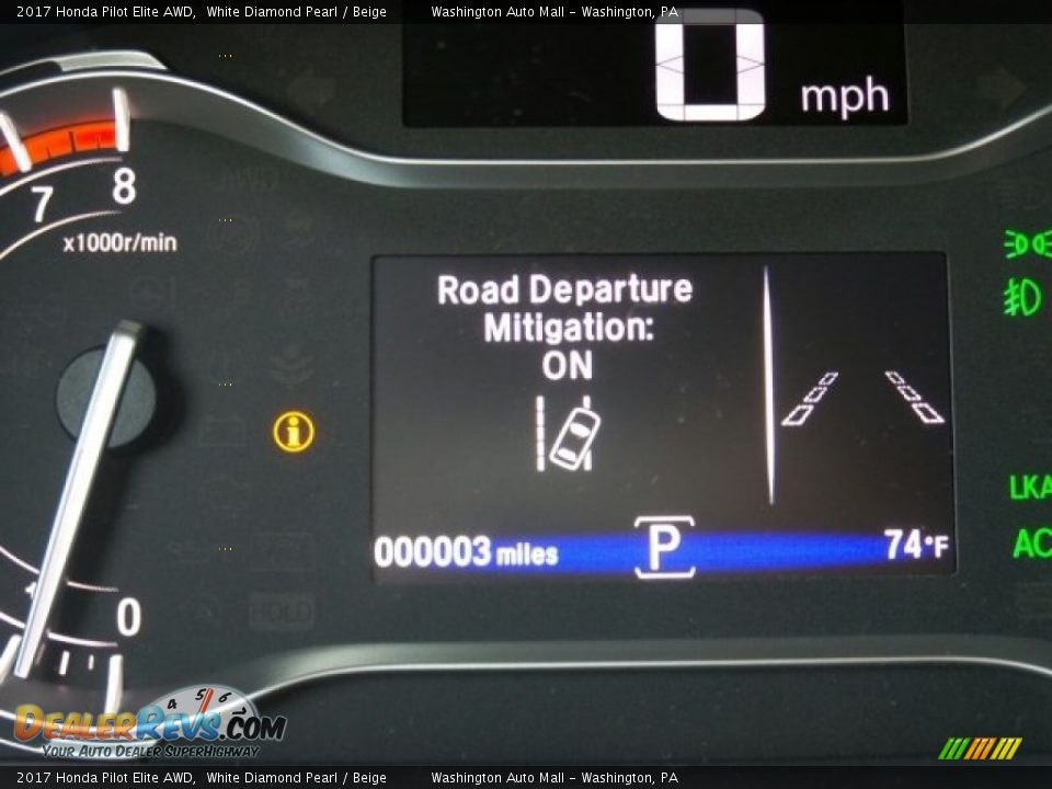 2017 Honda Pilot Elite AWD White Diamond Pearl / Beige Photo #22