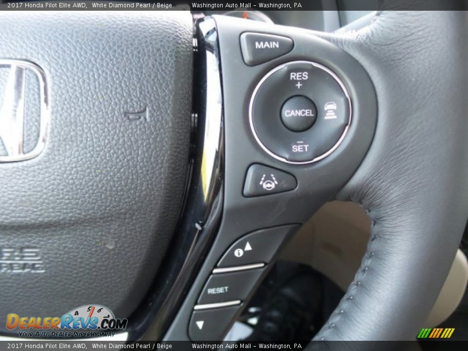 2017 Honda Pilot Elite AWD White Diamond Pearl / Beige Photo #25
