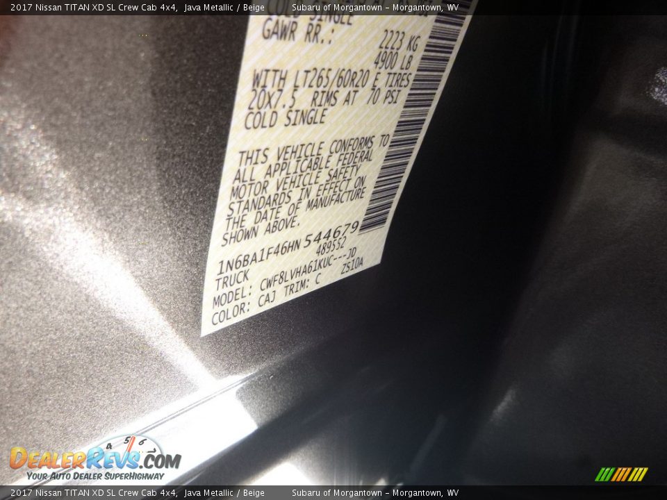 2017 Nissan TITAN XD SL Crew Cab 4x4 Java Metallic / Beige Photo #15