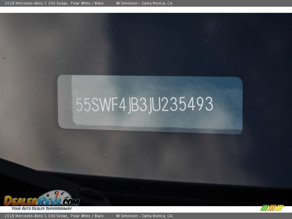 2018 Mercedes-Benz C 300 Sedan Polar White / Black Photo #10