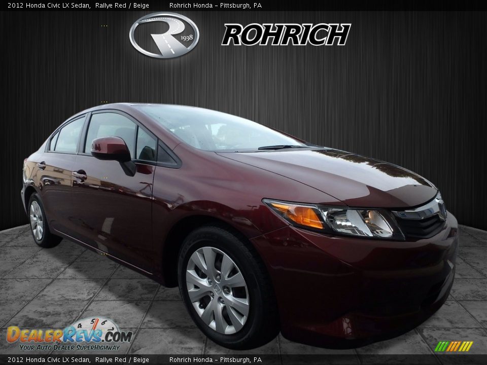 2012 Honda Civic LX Sedan Rallye Red / Beige Photo #1