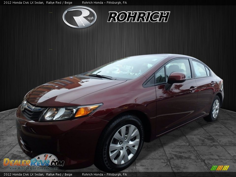 2012 Honda Civic LX Sedan Rallye Red / Beige Photo #3