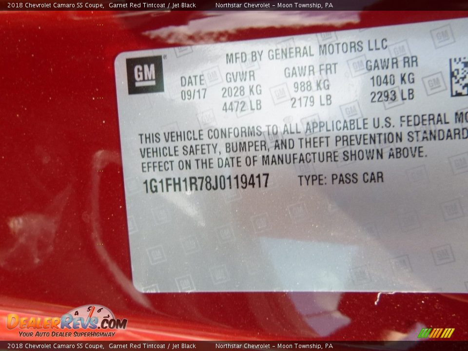 2018 Chevrolet Camaro SS Coupe Garnet Red Tintcoat / Jet Black Photo #15