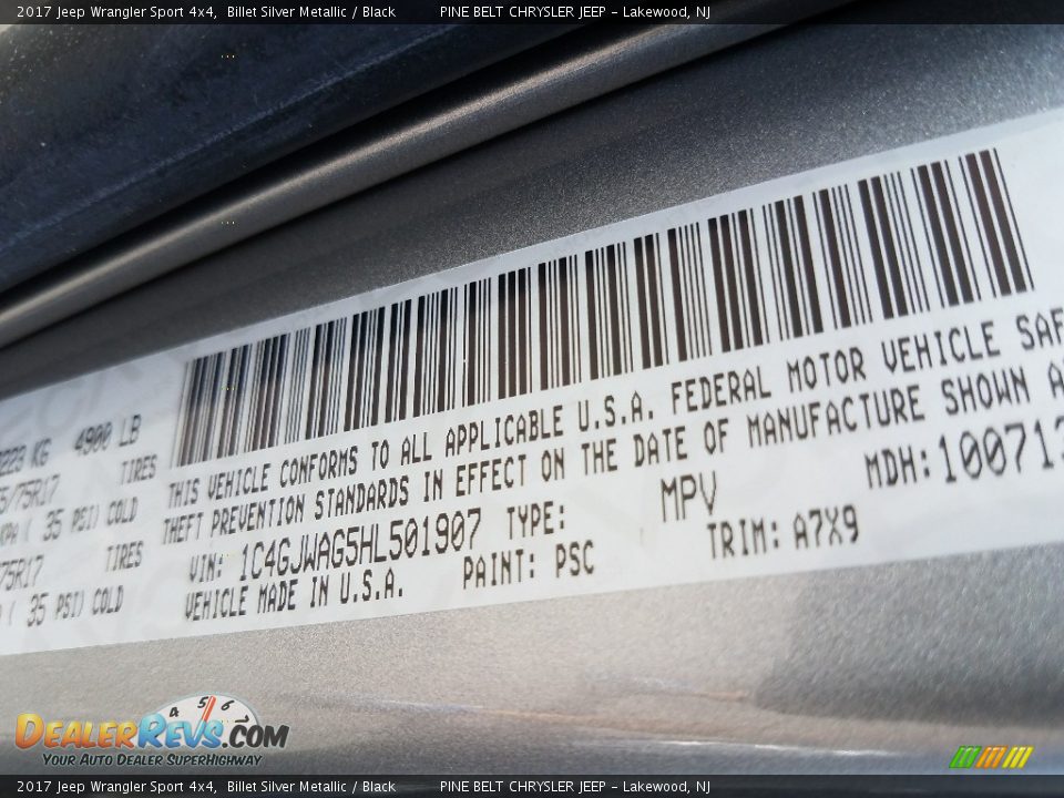 2017 Jeep Wrangler Sport 4x4 Billet Silver Metallic / Black Photo #8