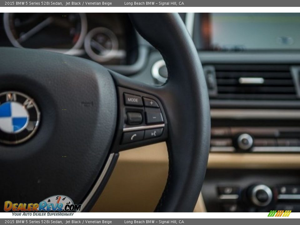 2015 BMW 5 Series 528i Sedan Jet Black / Venetian Beige Photo #14