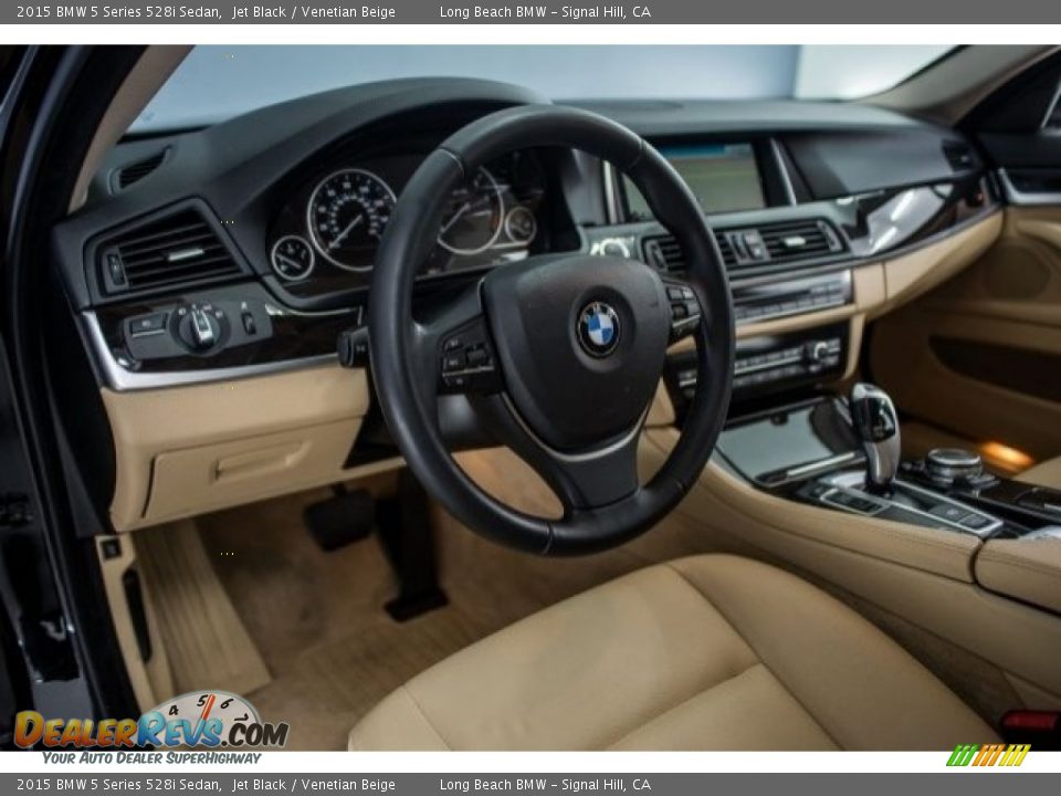 2015 BMW 5 Series 528i Sedan Jet Black / Venetian Beige Photo #15