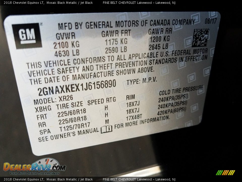 2018 Chevrolet Equinox LT Mosaic Black Metallic / Jet Black Photo #9