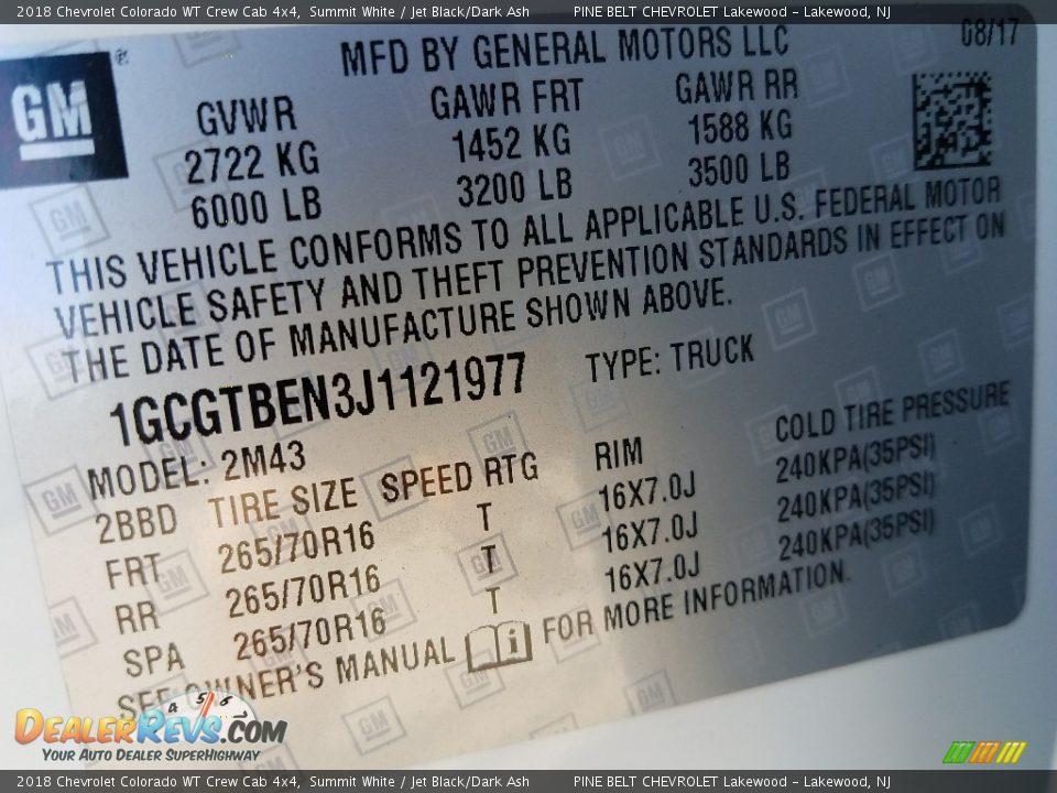 2018 Chevrolet Colorado WT Crew Cab 4x4 Summit White / Jet Black/Dark Ash Photo #9