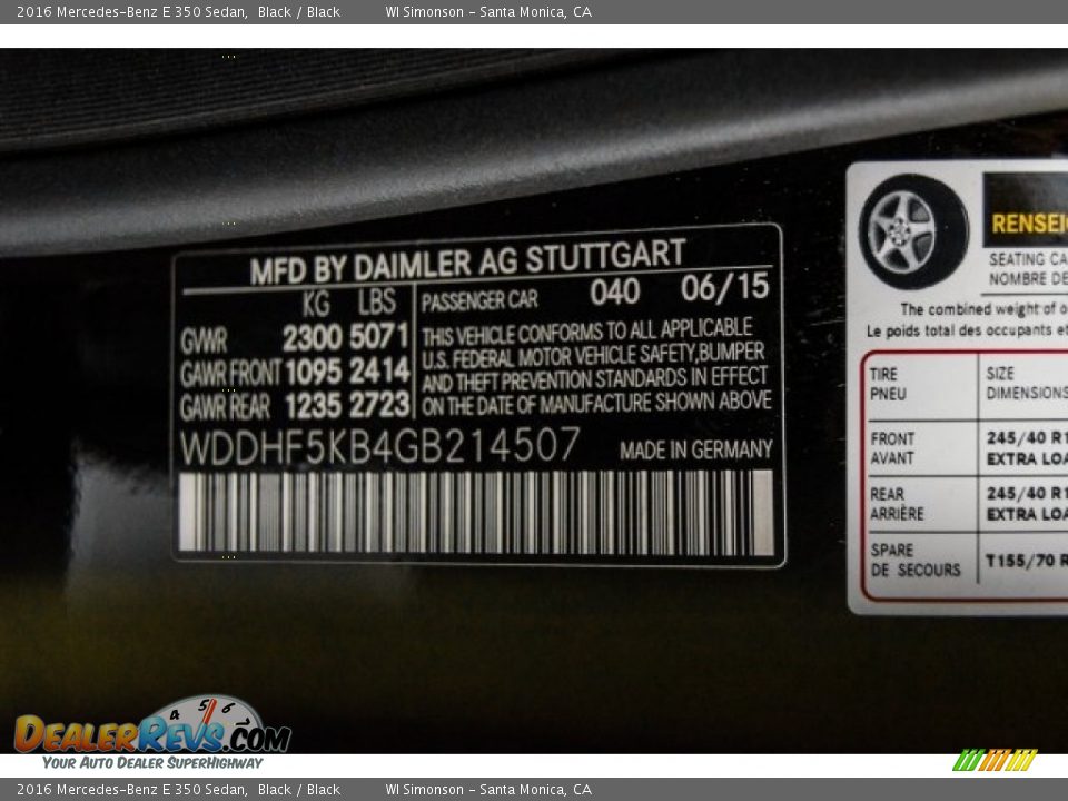 2016 Mercedes-Benz E 350 Sedan Black / Black Photo #19