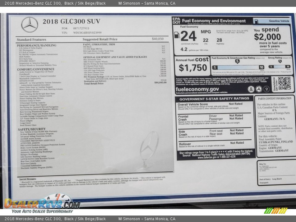 2018 Mercedes-Benz GLC 300 Black / Silk Beige/Black Photo #11