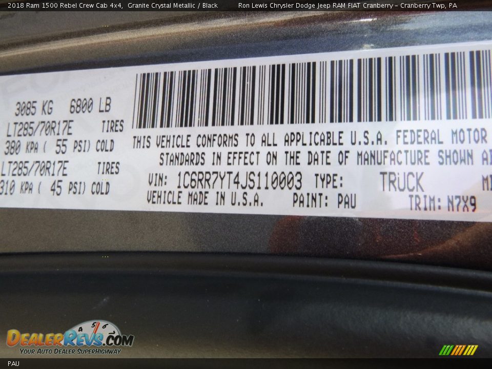 Ram Color Code PAU Granite Crystal Metallic