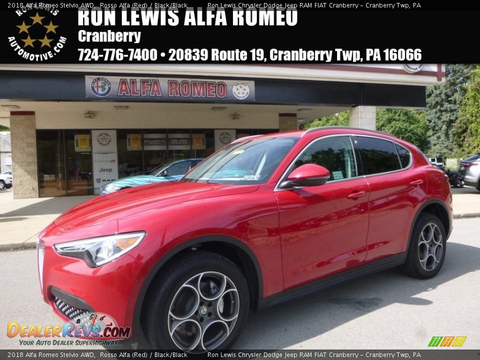 2018 Alfa Romeo Stelvio AWD Rosso Alfa (Red) / Black/Black Photo #1