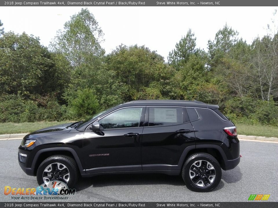 2018 Jeep Compass Trailhawk 4x4 Diamond Black Crystal Pearl / Black/Ruby Red Photo #1