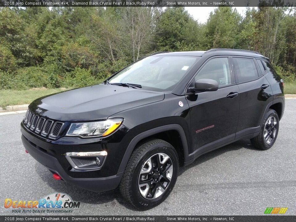 2018 Jeep Compass Trailhawk 4x4 Diamond Black Crystal Pearl / Black/Ruby Red Photo #2