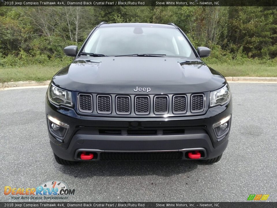 2018 Jeep Compass Trailhawk 4x4 Diamond Black Crystal Pearl / Black/Ruby Red Photo #3