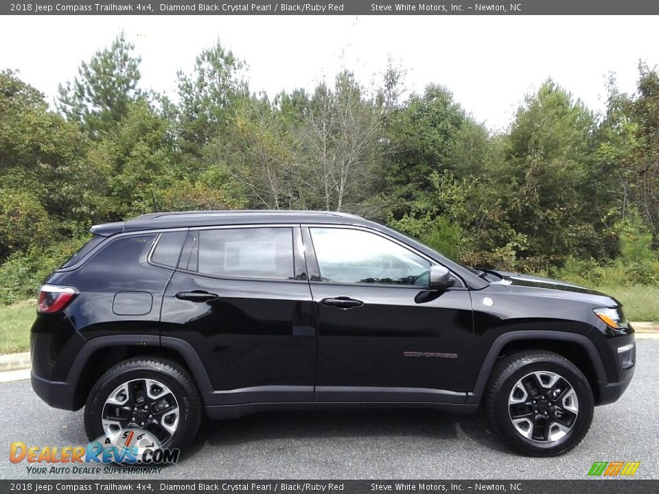 2018 Jeep Compass Trailhawk 4x4 Diamond Black Crystal Pearl / Black/Ruby Red Photo #5