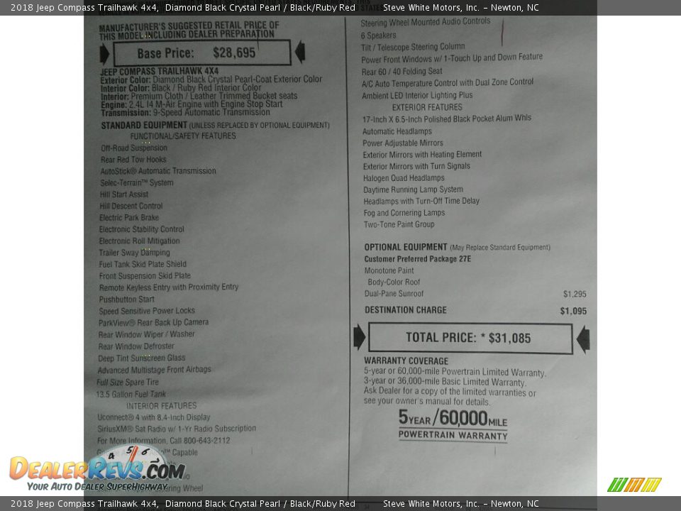 2018 Jeep Compass Trailhawk 4x4 Diamond Black Crystal Pearl / Black/Ruby Red Photo #29