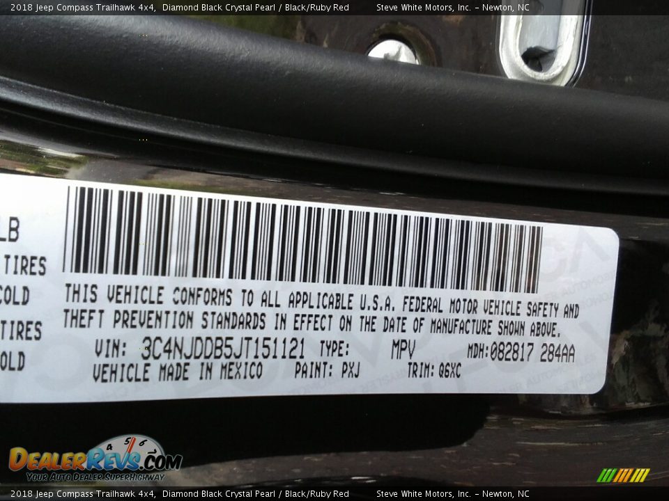 2018 Jeep Compass Trailhawk 4x4 Diamond Black Crystal Pearl / Black/Ruby Red Photo #30