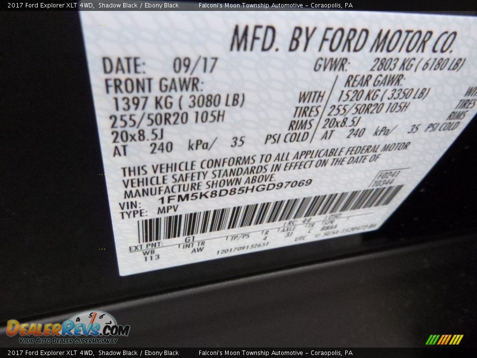 2017 Ford Explorer XLT 4WD Shadow Black / Ebony Black Photo #13