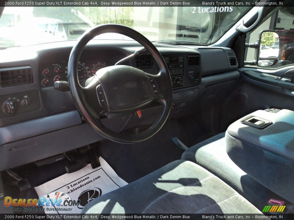 2000 Ford F250 Super Duty XLT Extended Cab 4x4 Deep Wedgewood Blue Metallic / Dark Denim Blue Photo #7
