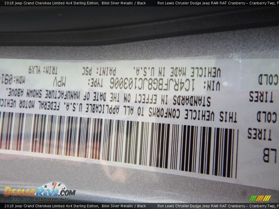 2018 Jeep Grand Cherokee Limited 4x4 Sterling Edition Billet Silver Metallic / Black Photo #14