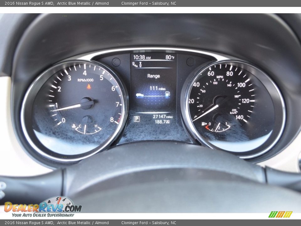 2016 Nissan Rogue S AWD Arctic Blue Metallic / Almond Photo #25