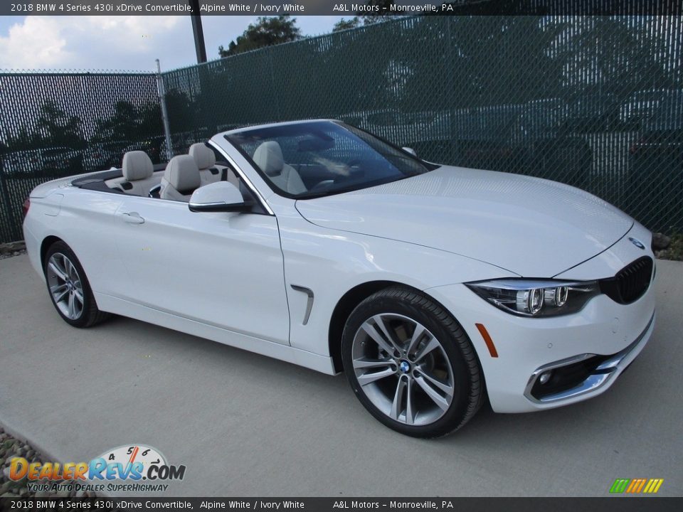 2018 BMW 4 Series 430i xDrive Convertible Alpine White / Ivory White Photo #1