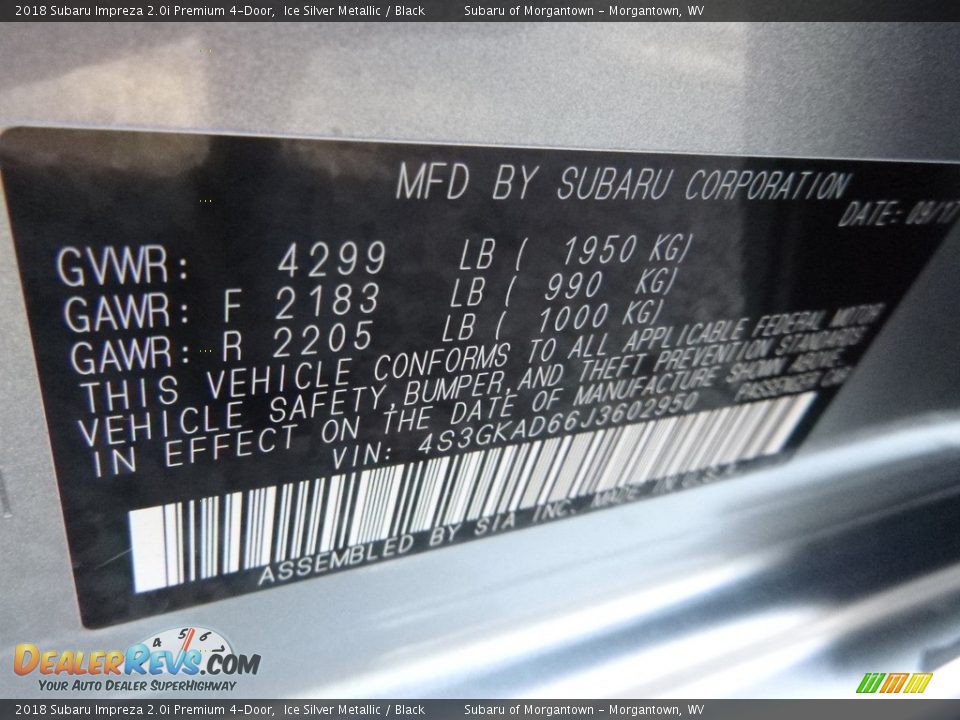 2018 Subaru Impreza 2.0i Premium 4-Door Ice Silver Metallic / Black Photo #16
