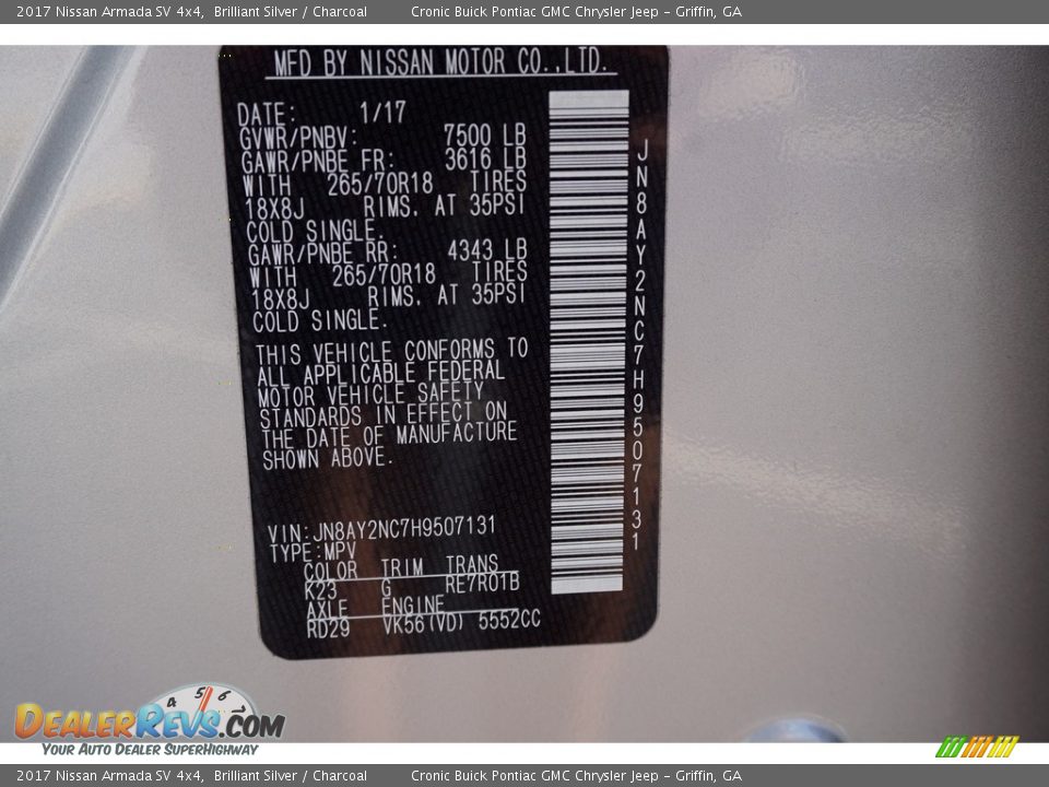 2017 Nissan Armada SV 4x4 Brilliant Silver / Charcoal Photo #27