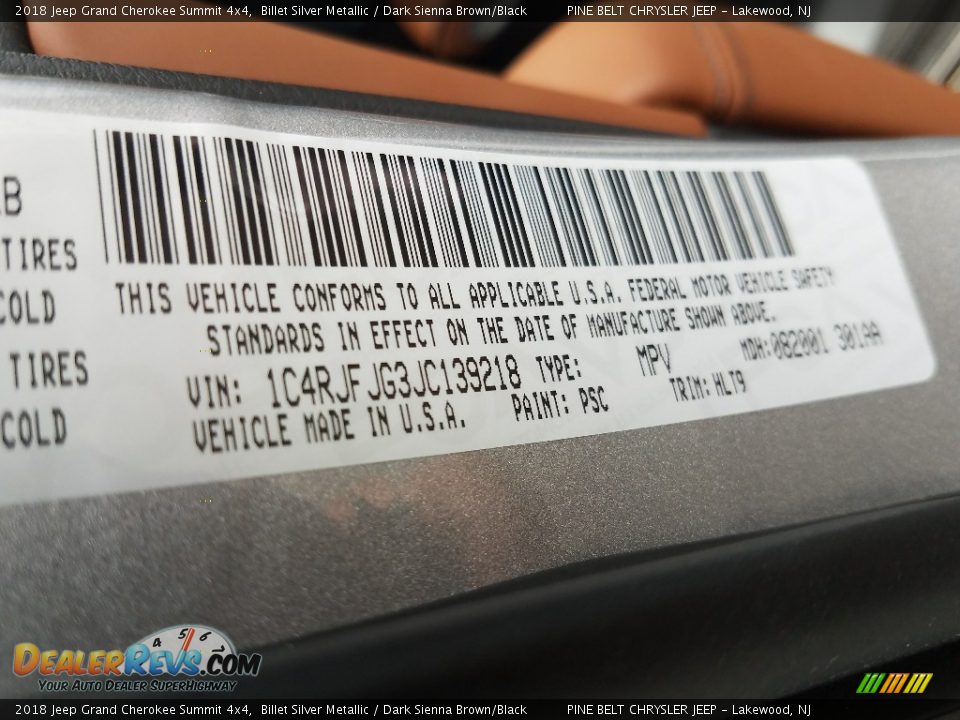 2018 Jeep Grand Cherokee Summit 4x4 Billet Silver Metallic / Dark Sienna Brown/Black Photo #7