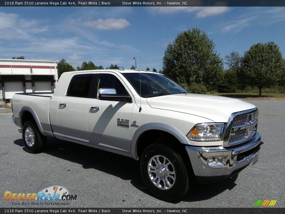 Pearl White 2018 Ram 3500 Laramie Mega Cab 4x4 Photo #4