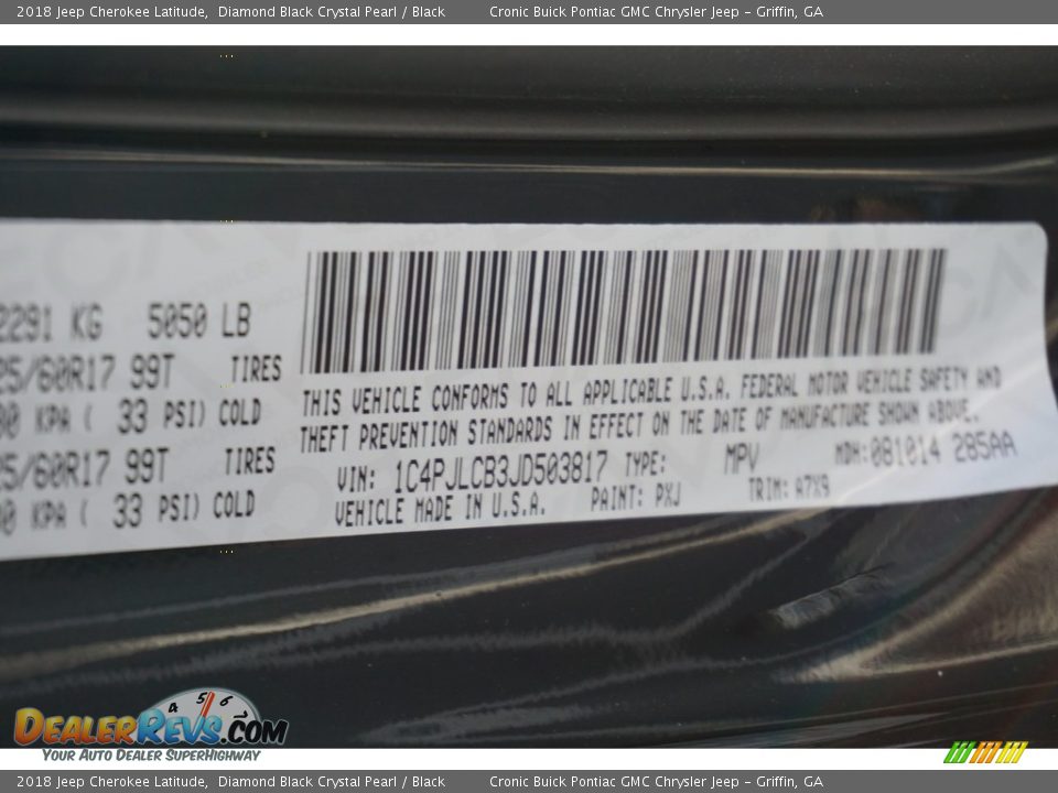 2018 Jeep Cherokee Latitude Diamond Black Crystal Pearl / Black Photo #15