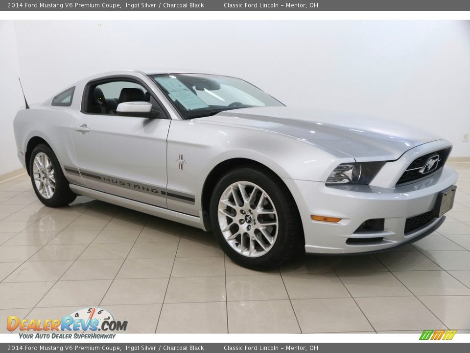 2014 Ford Mustang V6 Premium Coupe Ingot Silver / Charcoal Black Photo #1