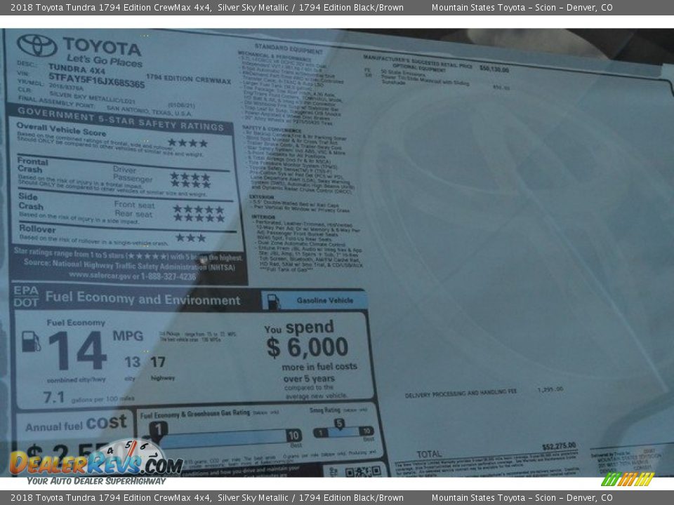 2018 Toyota Tundra 1794 Edition CrewMax 4x4 Silver Sky Metallic / 1794 Edition Black/Brown Photo #10