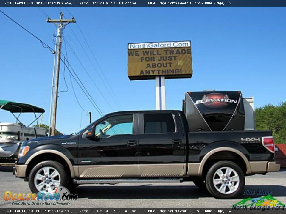 2011 Ford F150 Lariat SuperCrew 4x4 Tuxedo Black Metallic / Pale Adobe Photo #2