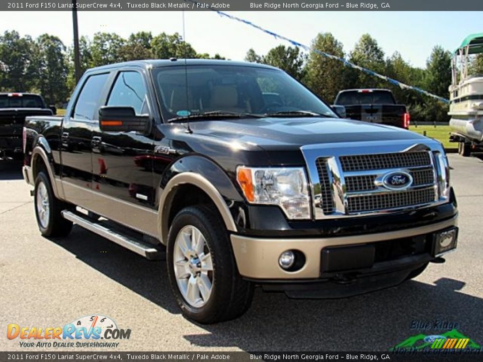 2011 Ford F150 Lariat SuperCrew 4x4 Tuxedo Black Metallic / Pale Adobe Photo #8
