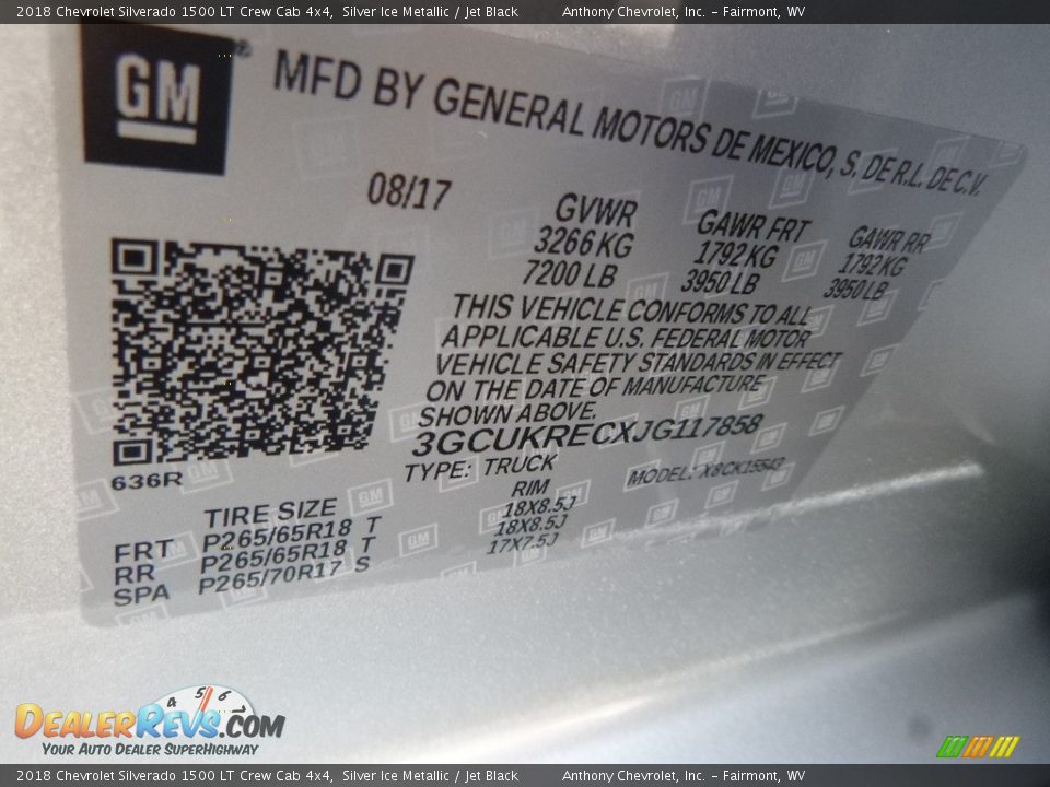 2018 Chevrolet Silverado 1500 LT Crew Cab 4x4 Silver Ice Metallic / Jet Black Photo #15