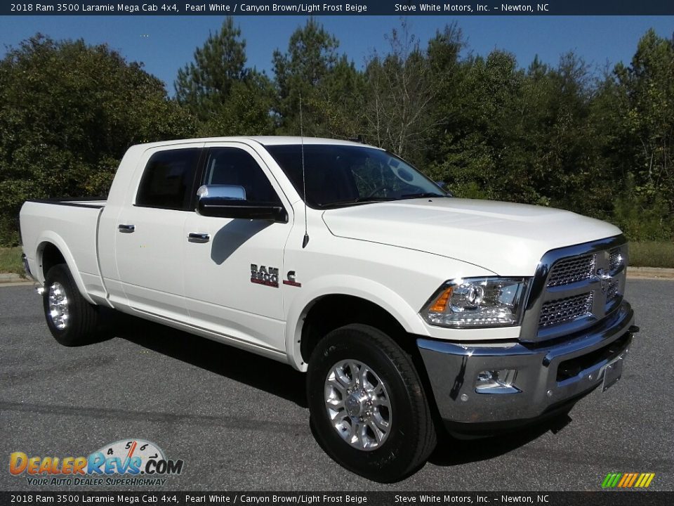 Pearl White 2018 Ram 3500 Laramie Mega Cab 4x4 Photo #4