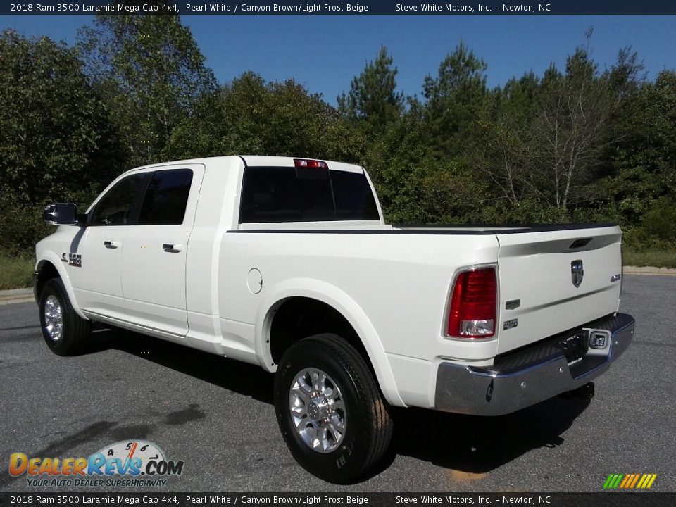 2018 Ram 3500 Laramie Mega Cab 4x4 Pearl White / Canyon Brown/Light Frost Beige Photo #8