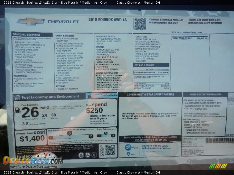 2018 Chevrolet Equinox LS AWD Storm Blue Metallic / Medium Ash Gray Photo #6