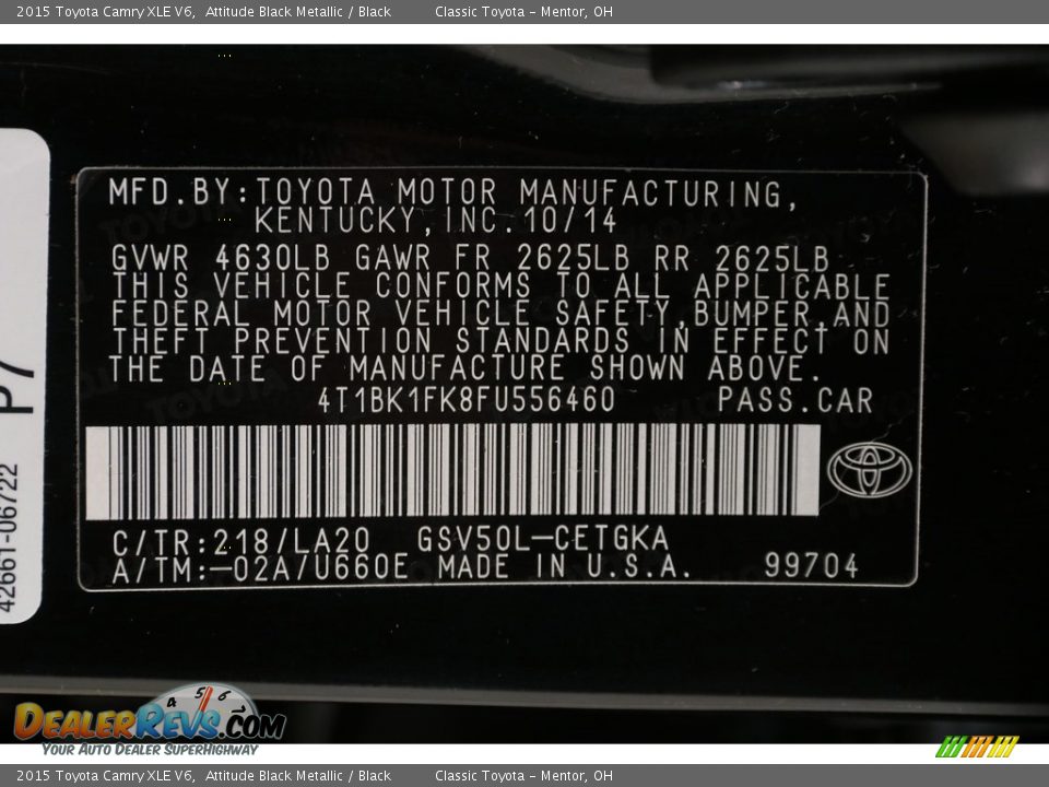 2015 Toyota Camry XLE V6 Attitude Black Metallic / Black Photo #18